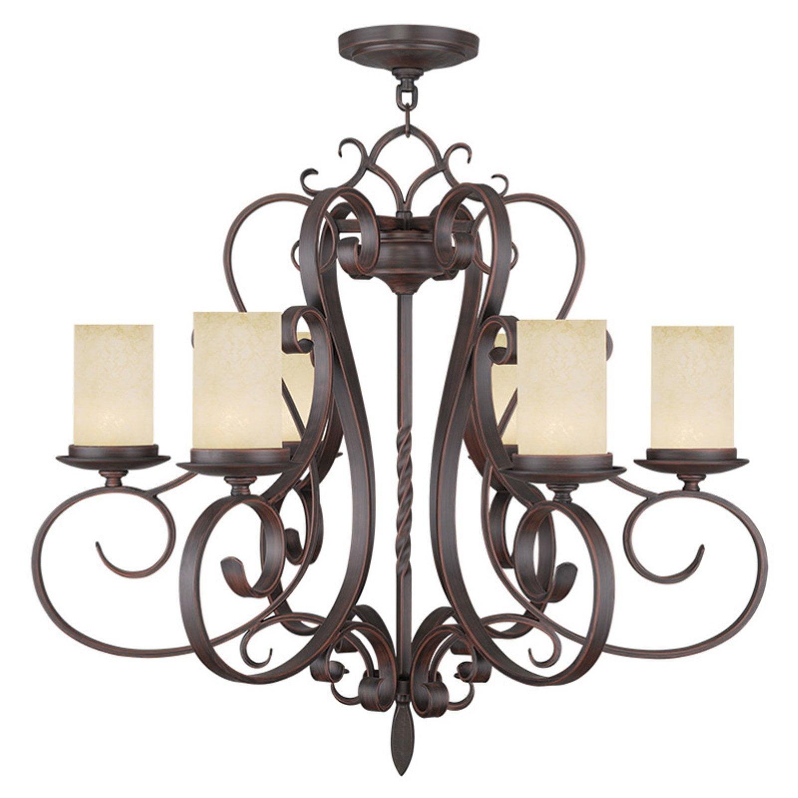 Imperial Bronze 6-Light Chandelier with Vintage Scavo Glass Shades