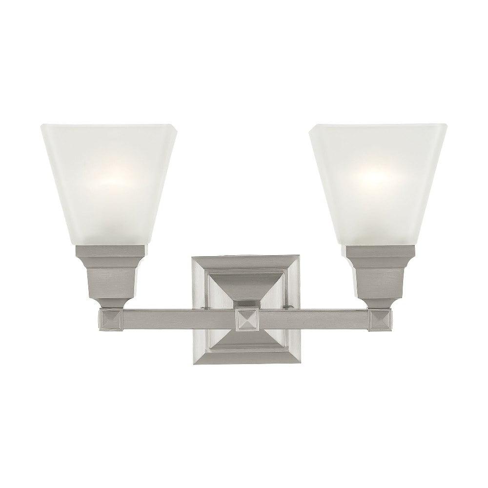 Elegant Brushed Nickel 2-Light Vanity with Frosted Satin Glass