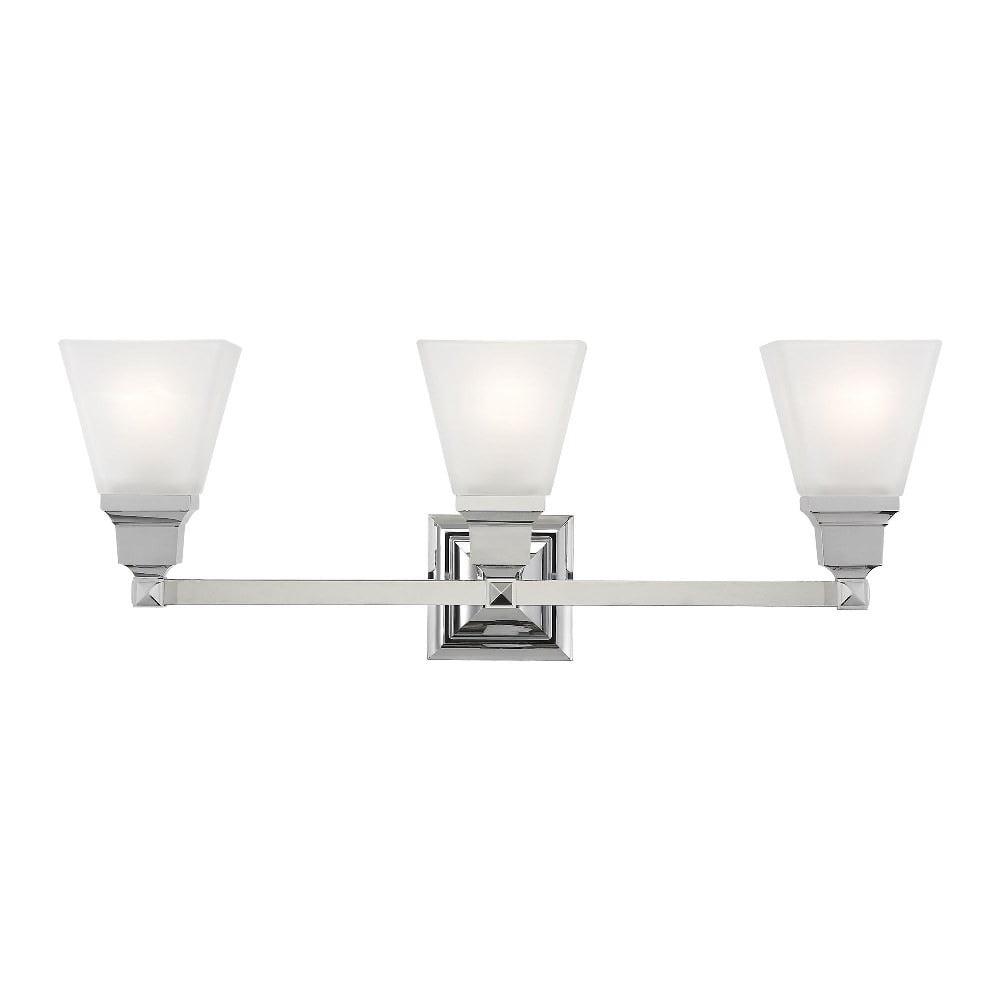 Polished Chrome 3-Light Bath Vanity with Milk Glass Shades