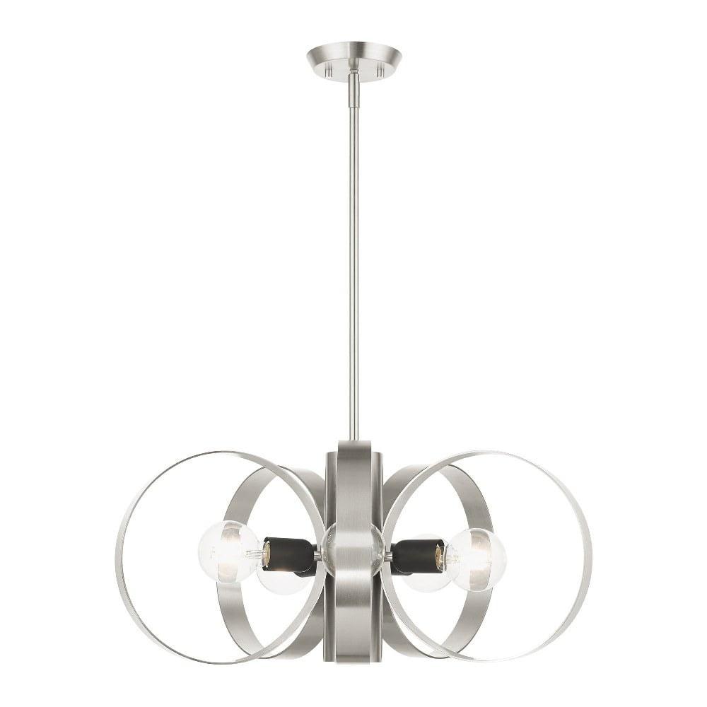 Modesto Mid-Century Modern 6-Light Chandelier in Brushed Nickel