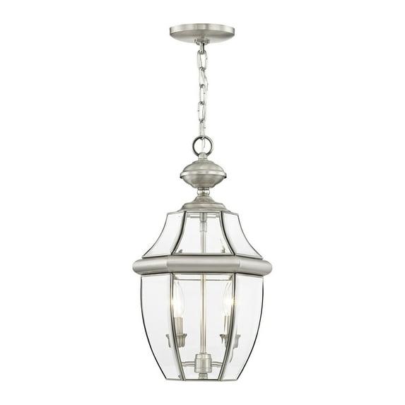 2 Light Outdoor Chain Lantern Pendant with Clear Glass Shade
