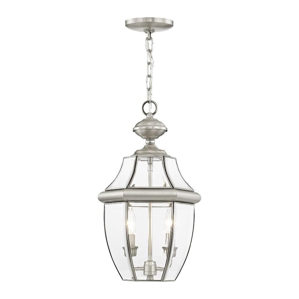 2 Light Outdoor Chain Lantern Pendant with Clear Glass Shade