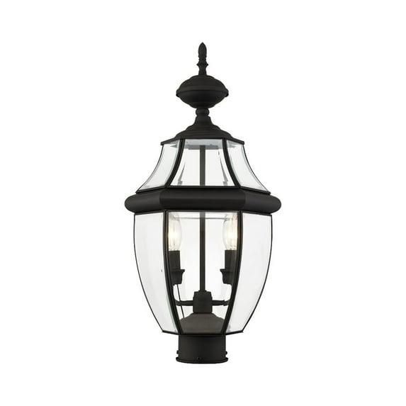 Lighting Lumens 2 Light Verdigris Outdoor Post Lantern Pendant - Clear Beveled Glass Shade