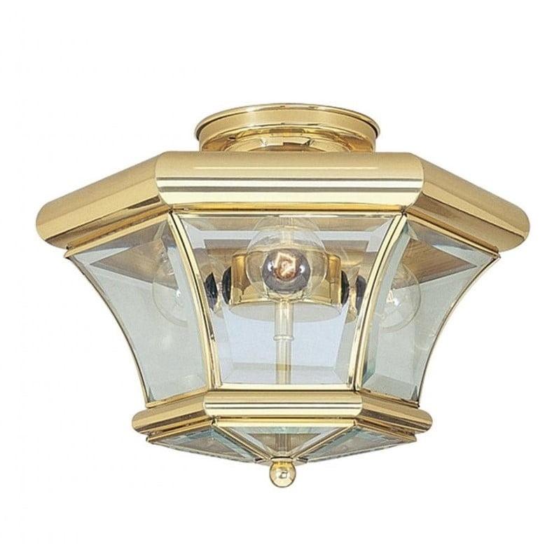Livex Lighting Monterey 3 - Light Flush Mount in  Polished Brass
