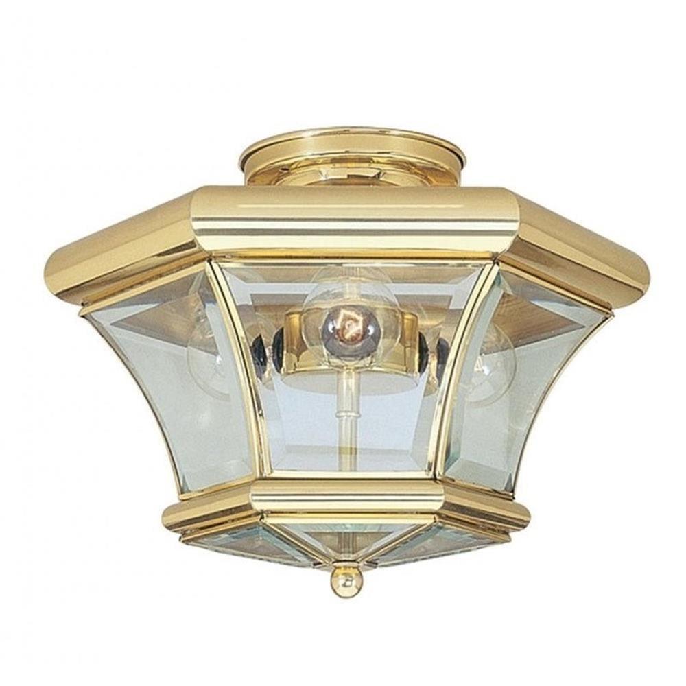 Livex Lighting Monterey 3 - Light Flush Mount in  Polished Brass