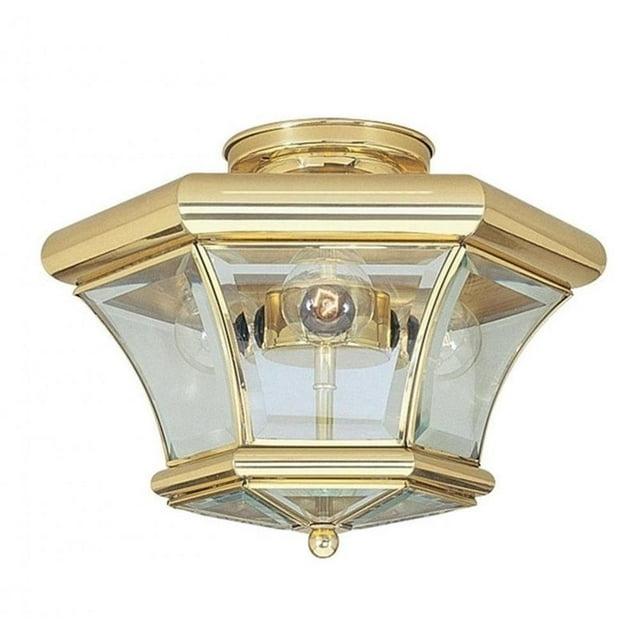 Livex Lighting Monterey 3 - Light Flush Mount in  Polished Brass