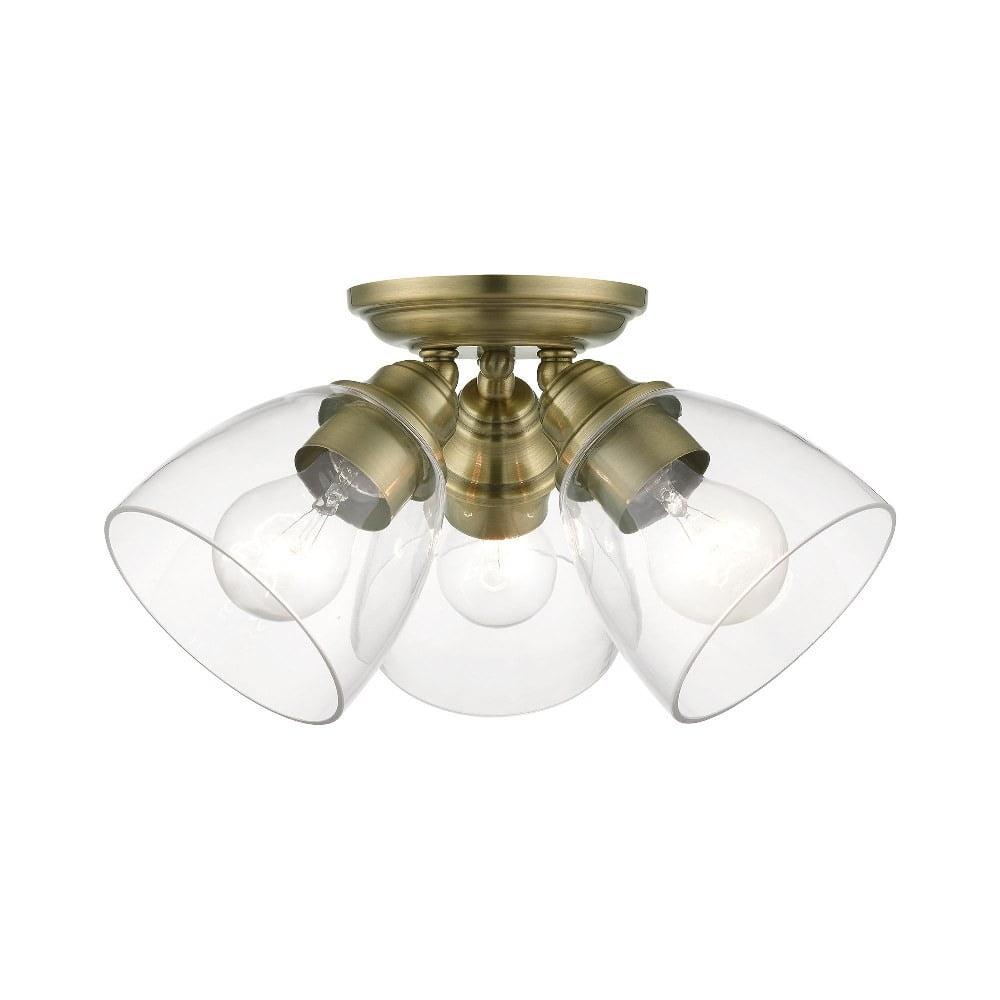 Livex Lighting Montgomery 3 - Light Flush Mount in  Antique Brass