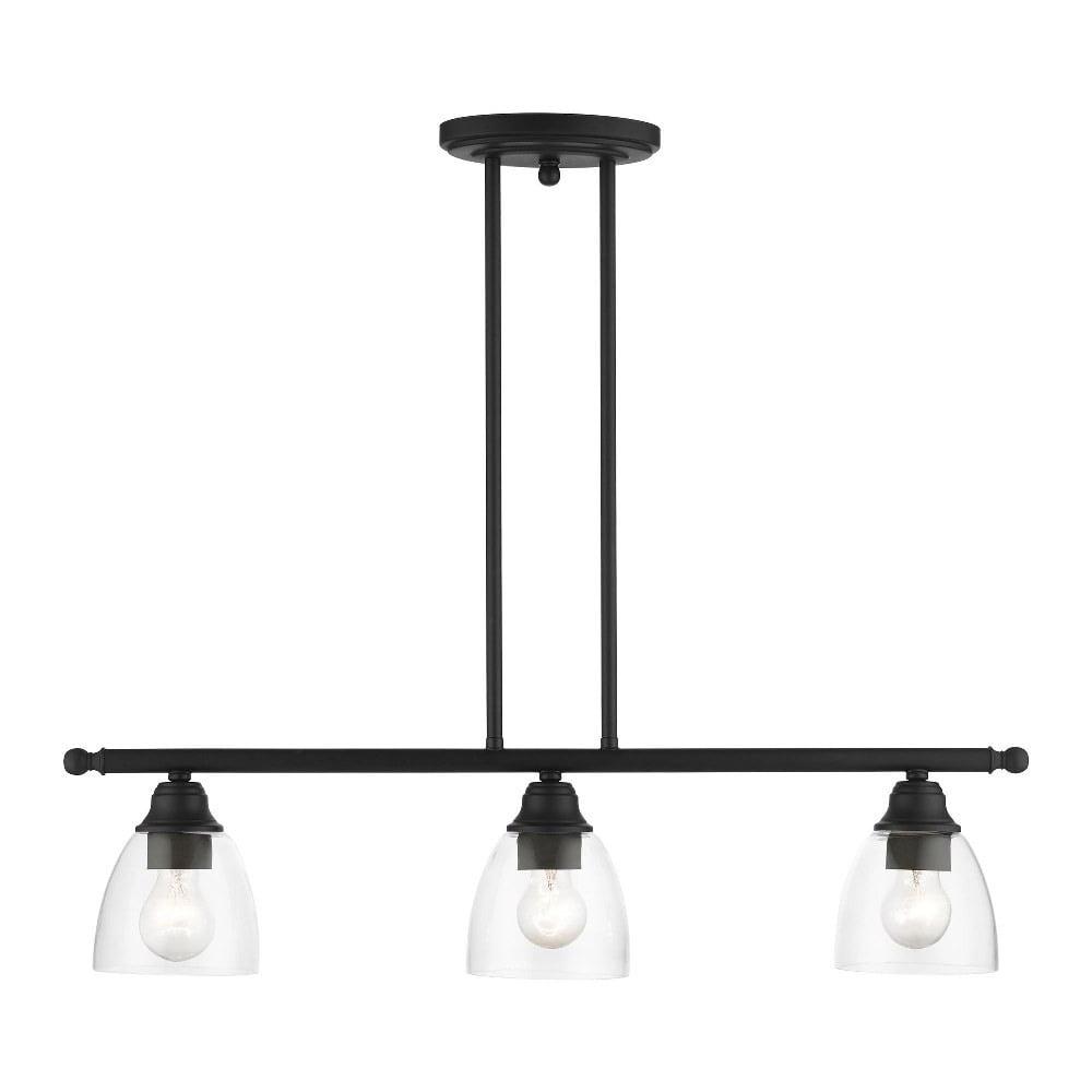 Montgomery 3-Light Black Hand Blown Glass Linear Chandelier