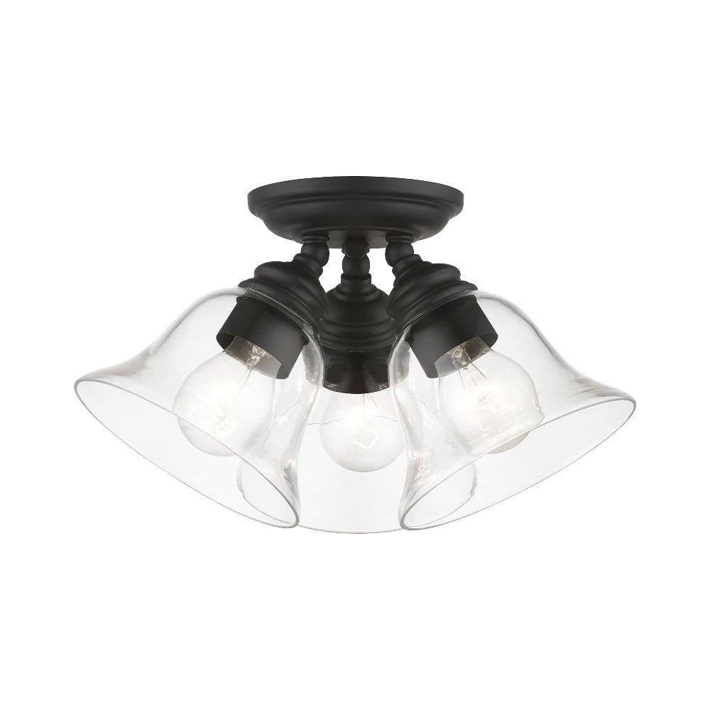 Moreland Transitional 3-Light Semi-Flush Mount with Hand-Blown Glass