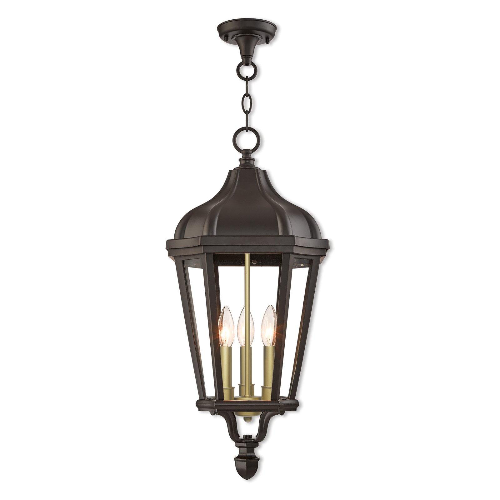 Elegant Morgan Bronze 3-Light Outdoor Pendant with Clear Glass