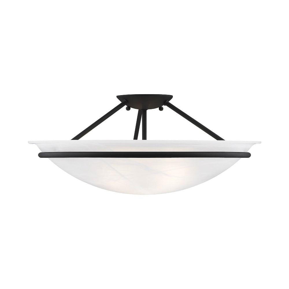 Livex Lighting Newburgh 3 - Light Semi-Flush Mount in  Black