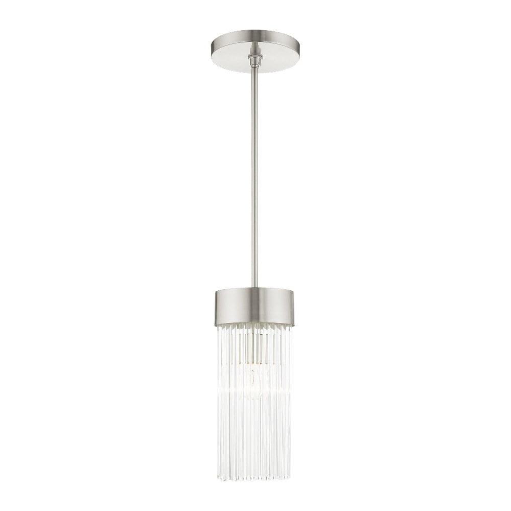 Brushed Nickel Crystal Drum Pendant Light