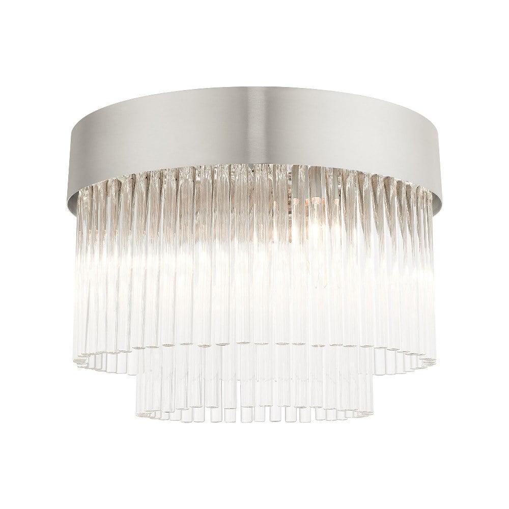 Norwich Sleek Crystal Rod 4-Light Flush Mount in Brushed Nickel