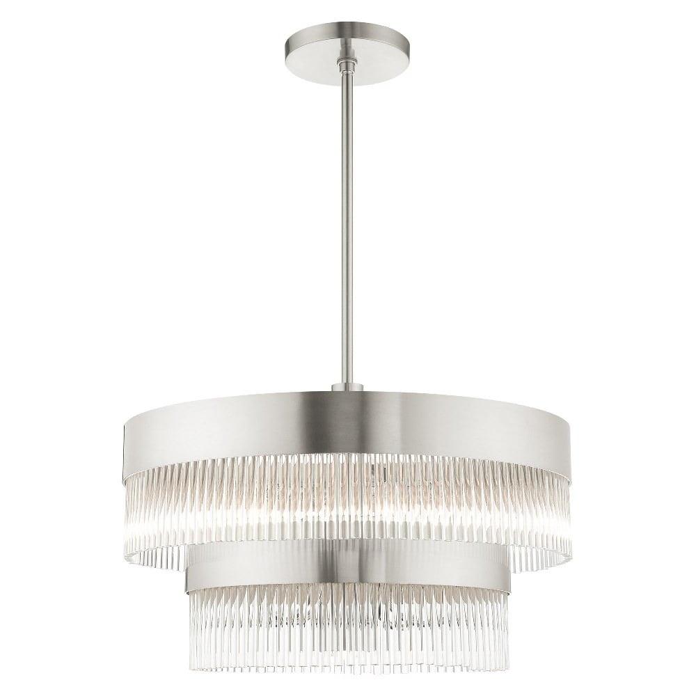 Elegant Norwich 7-Light Brushed Nickel Chandelier with Crystal Rods