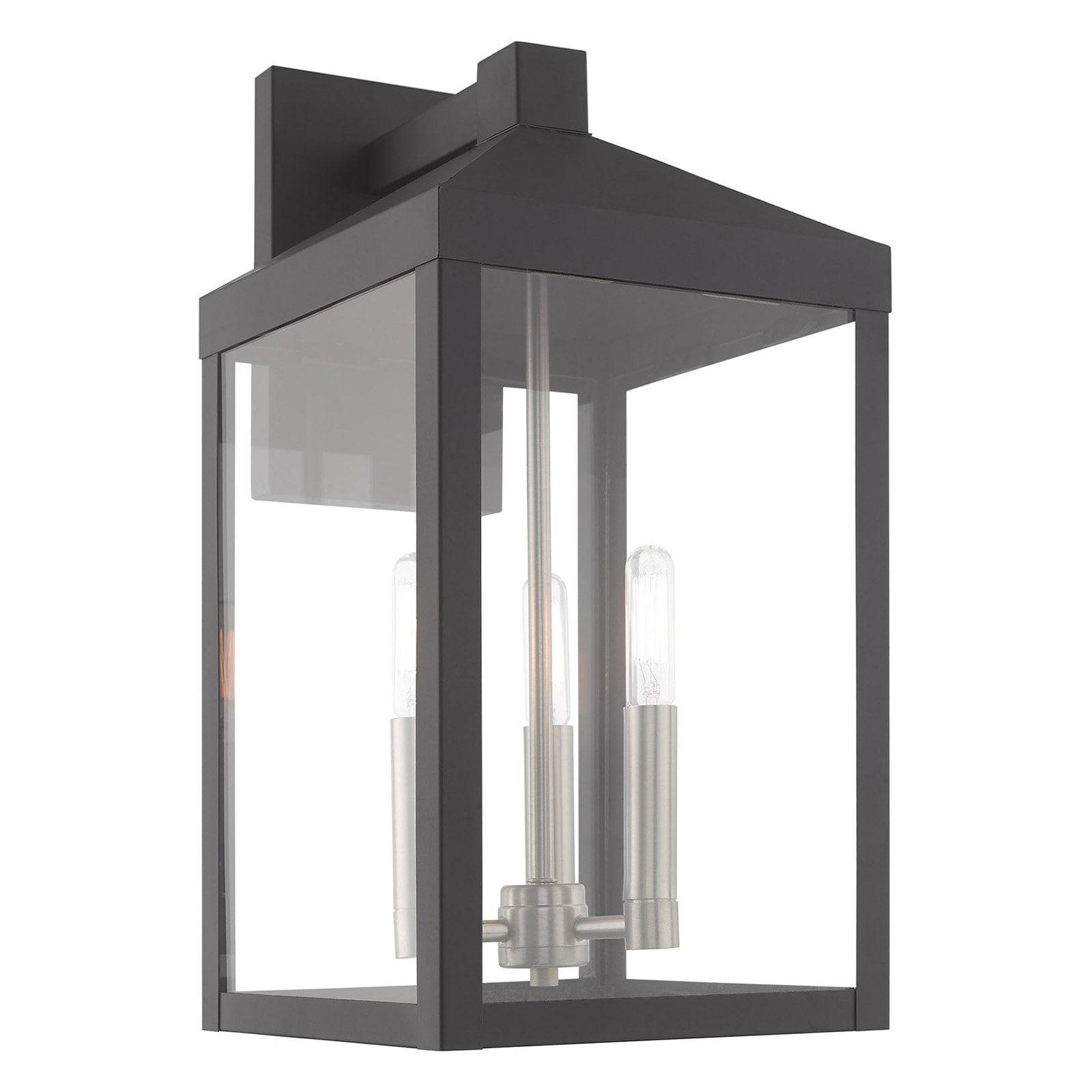 Scandinavian Gray Nickel 3-Light Outdoor Wall Lantern