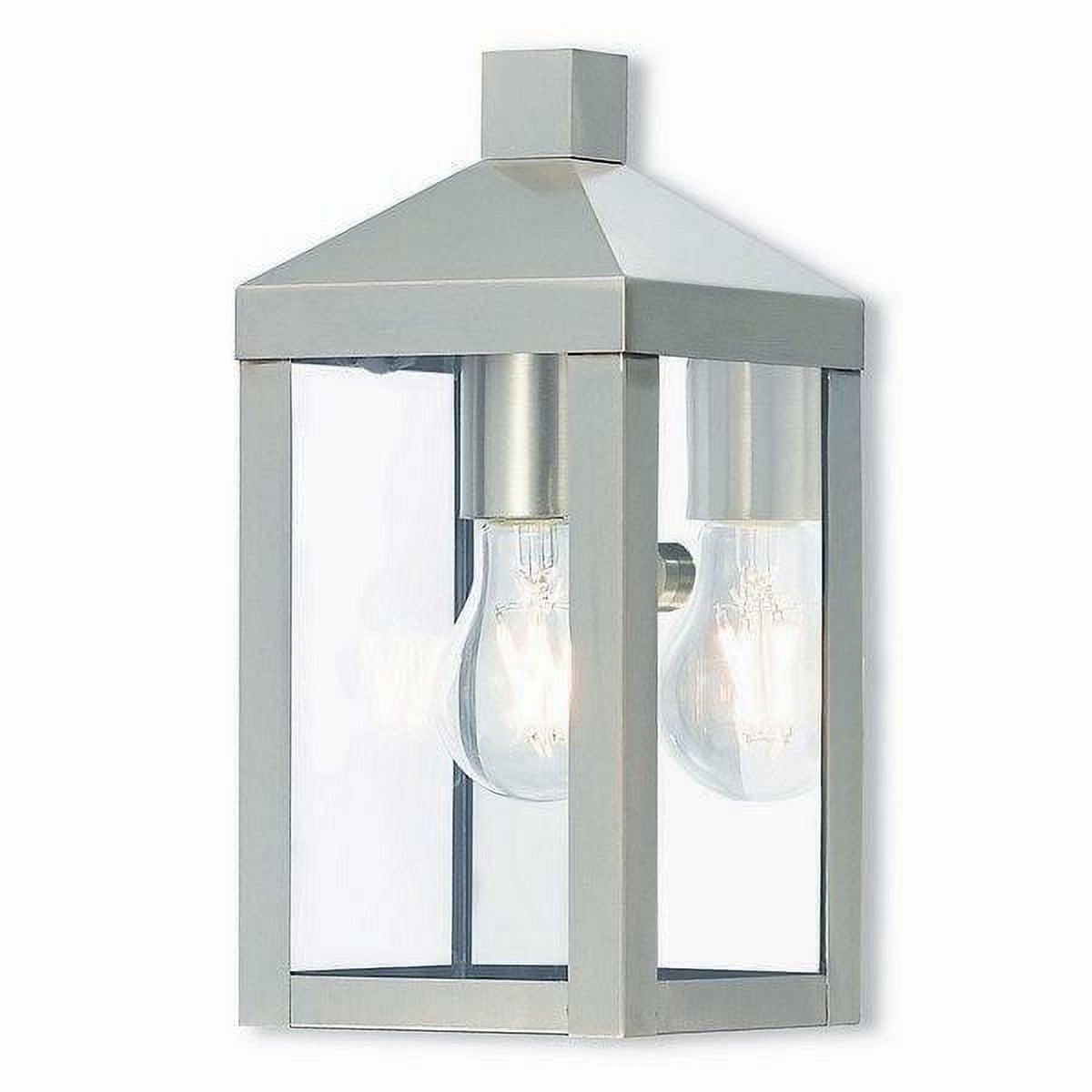 Nyack Brushed Nickel Clear Glass Direct Wired 1-Light Outdoor Lantern