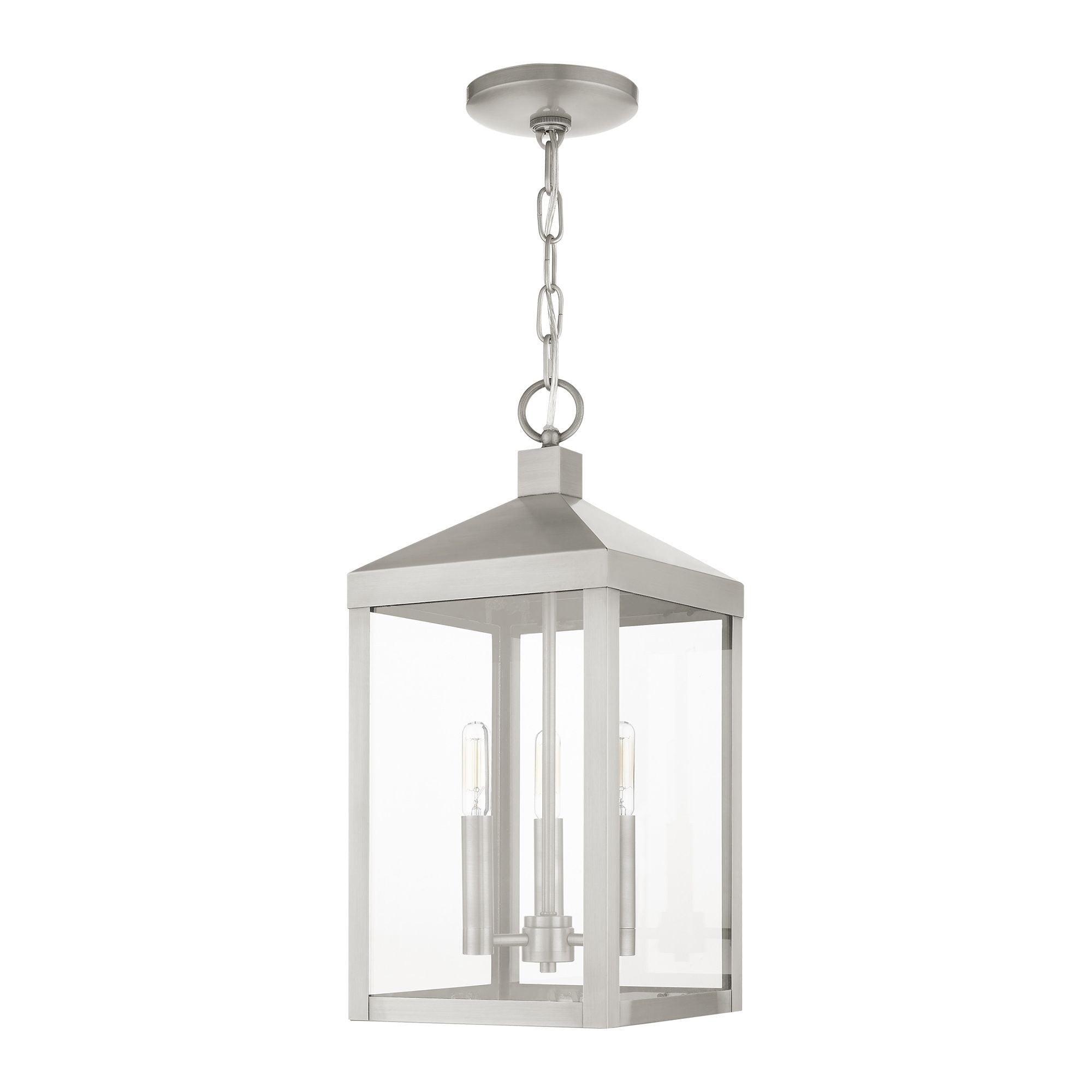 Lighting Lumens 3 Light Outdoor Pendant Lantern with Clear Glass Shade
