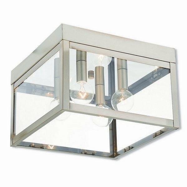 Nyack Brushed Nickel 4-Light Outdoor Flush Mount with Clear Glass