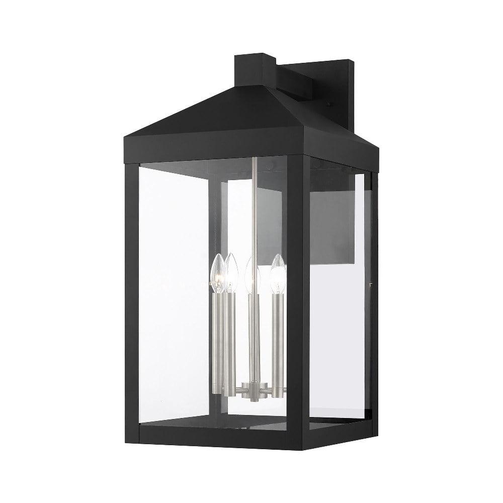 Black and Brushed Nickel 5-Light Outdoor Wall Lantern