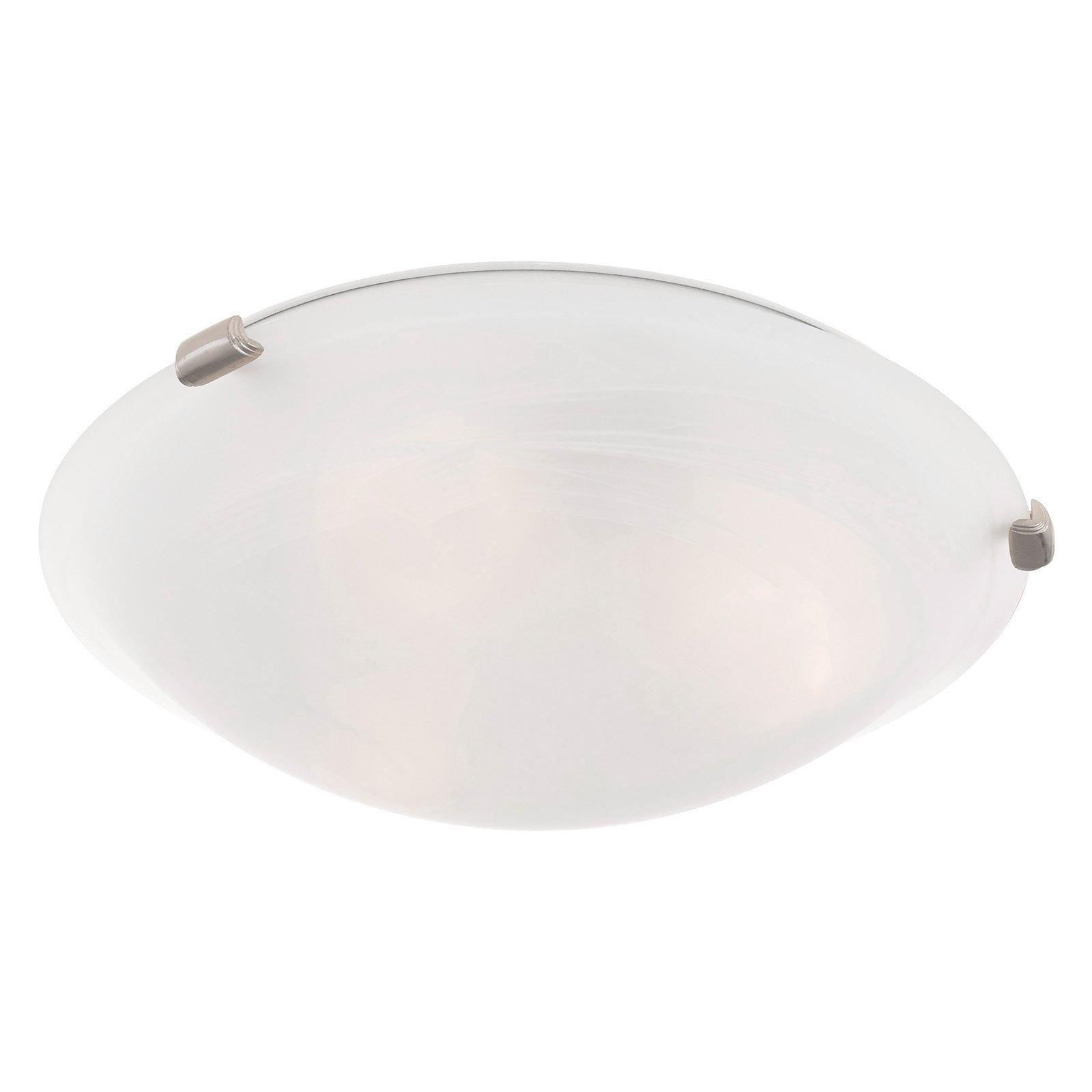 Transitional Brushed Nickel 3-Light Flush Mount with White Alabaster Glass