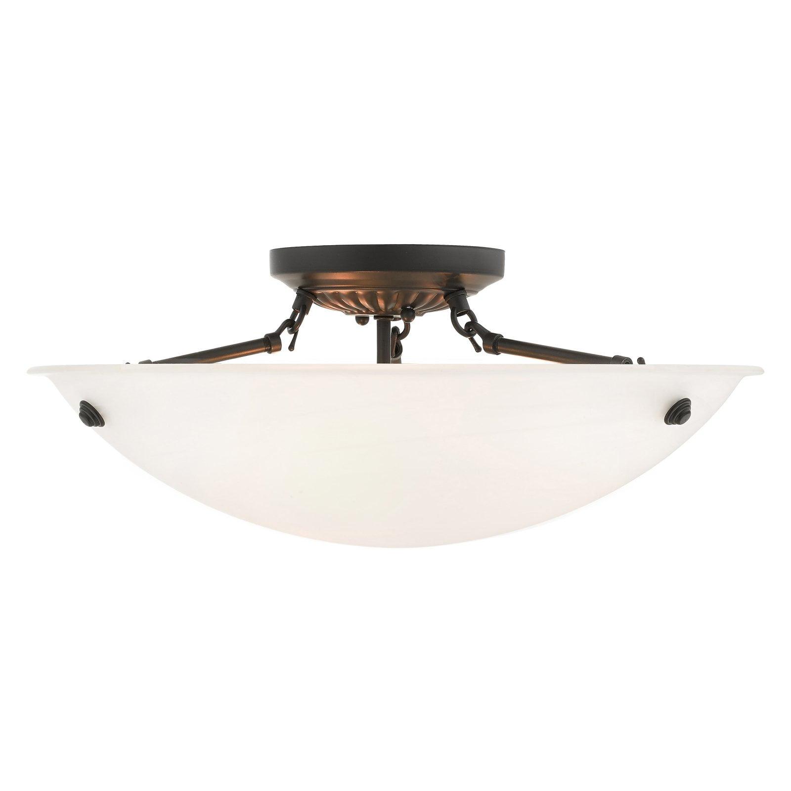 Oasis Bronze Finish 3-Light LED Flush Mount with White Alabaster Glass