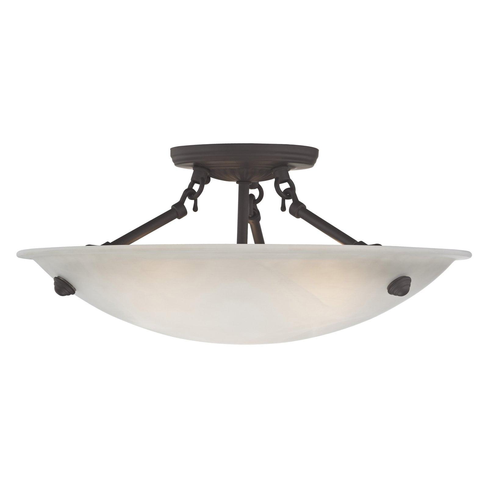 Honey Alabaster Glass Bronze 3-Light LED Semi-Flush Mount