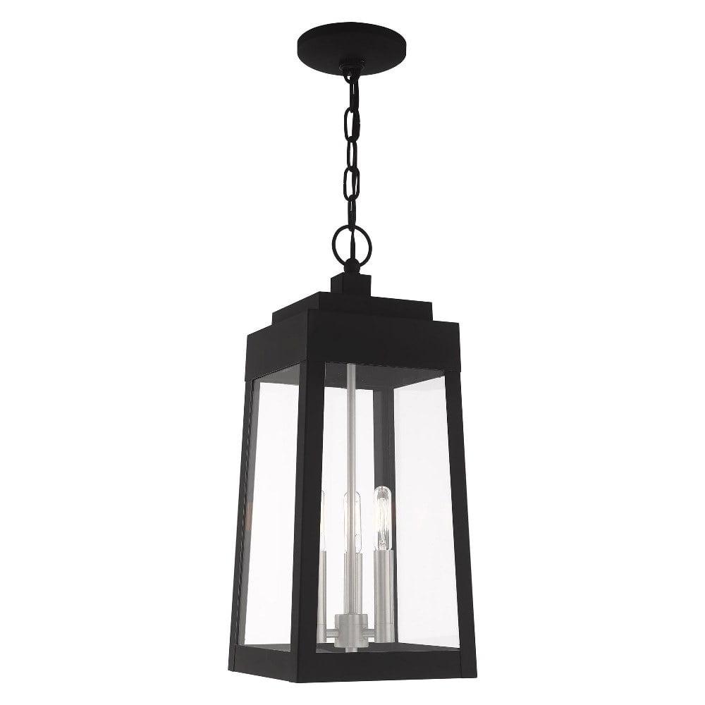 Oslo Black 3-Light Indoor/Outdoor Pendant with Clear Glass