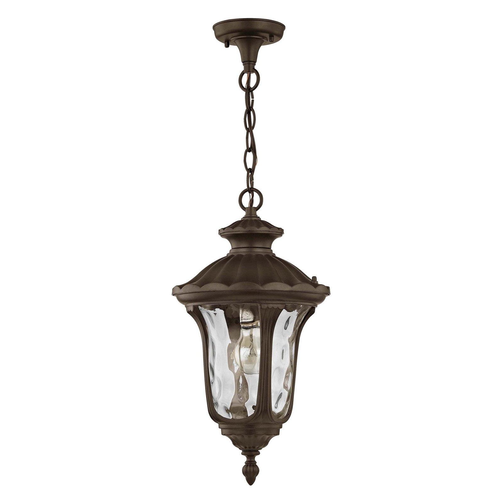 Oxford Bronze 1-Light Outdoor Pendant with Clear Water Glass