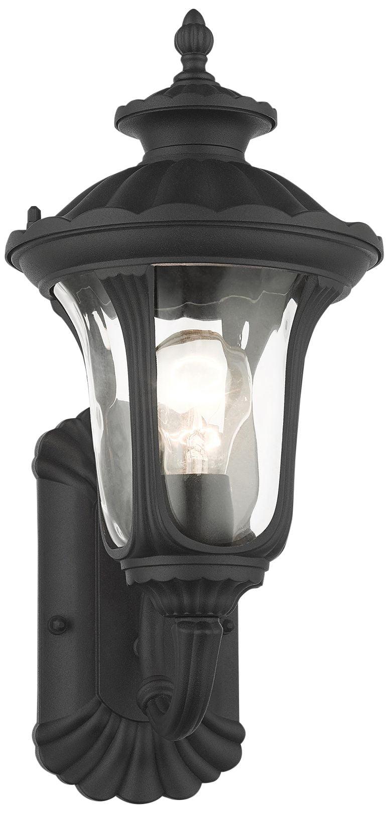 Oxford Black Aluminum Outdoor Wall Lantern with Clear Glass