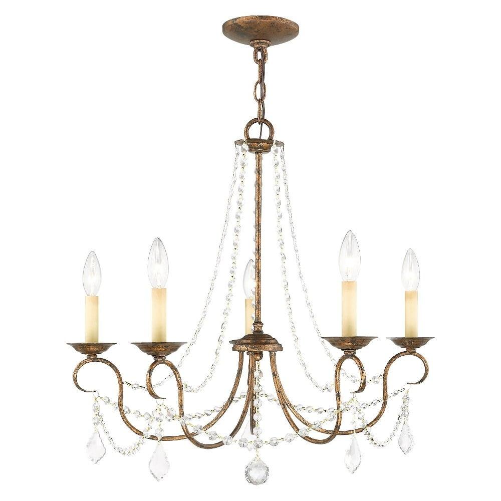 Venetian Golden Bronze Crystal 5-Light Mini Chandelier