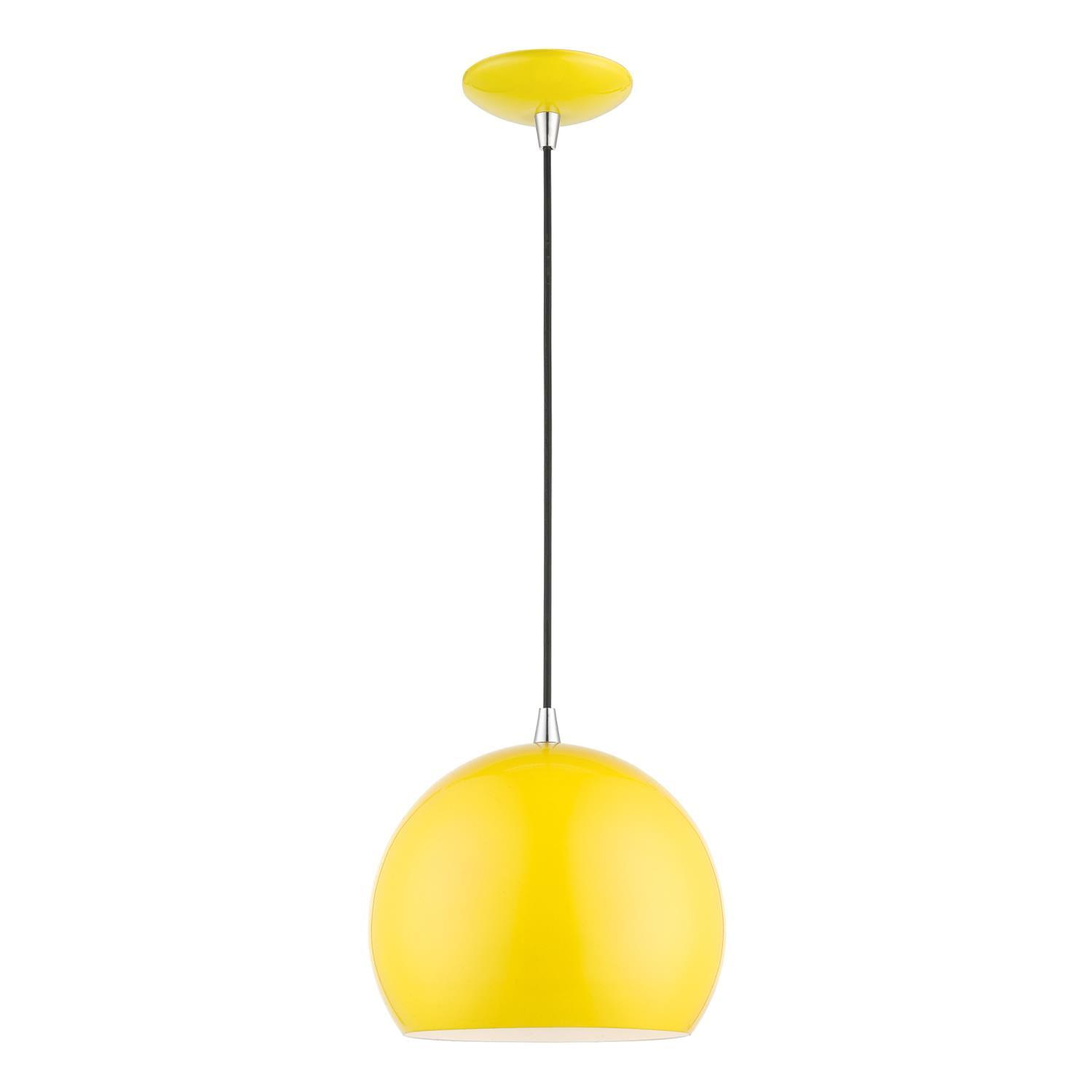 Livex Lighting Piedmont 1 - Light Pendant in  Shiny Yellow/Polished Chrome