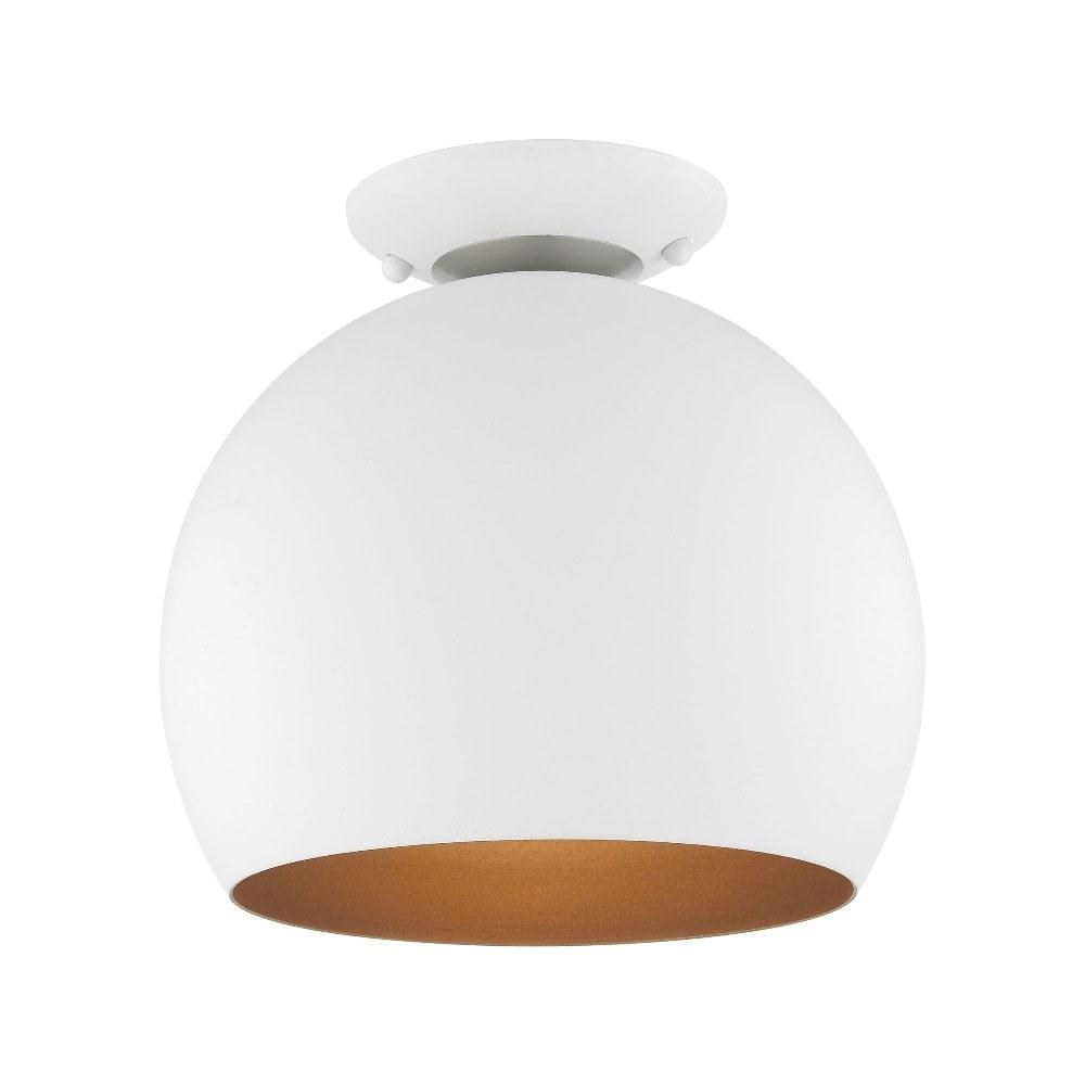 Piedmont 10" White and Gold Modern Semi-Flush Mount with Nickel Accents
