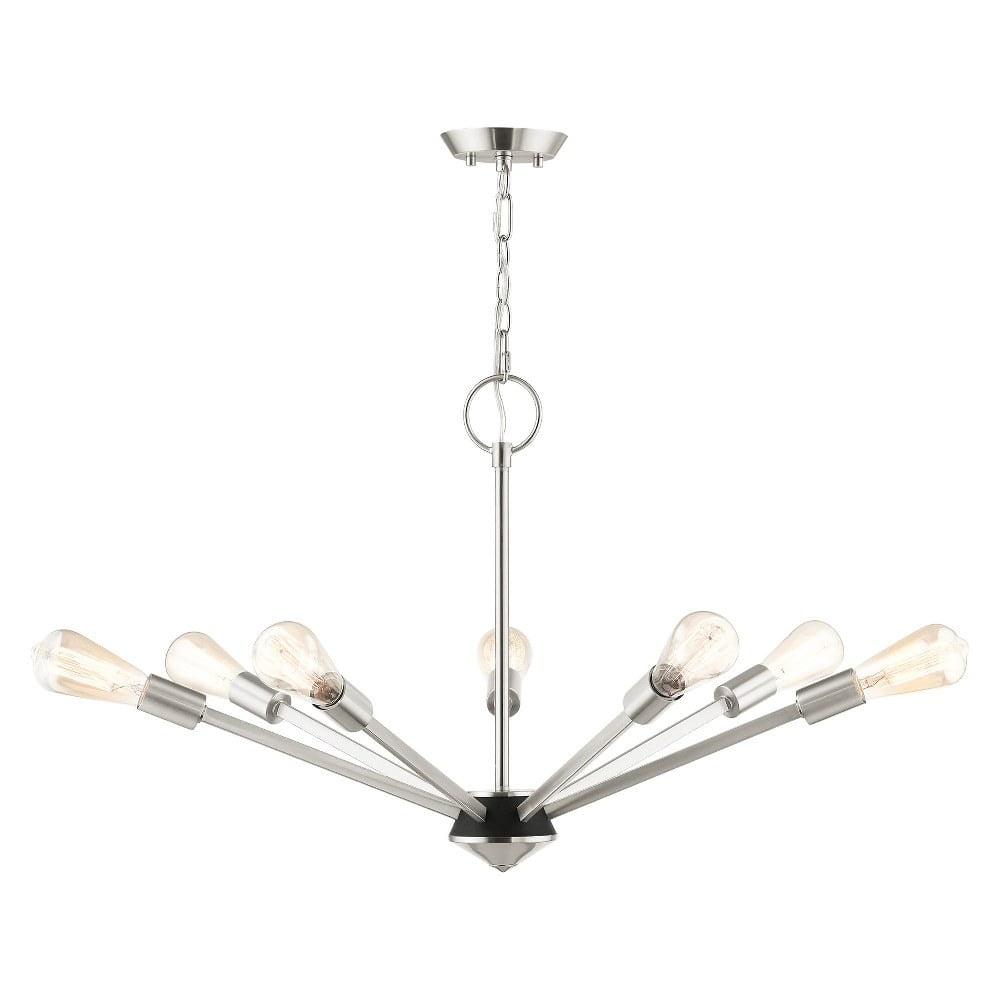 Elegant Brushed Nickel & Black 7-Light Chandelier with Crystal Accents