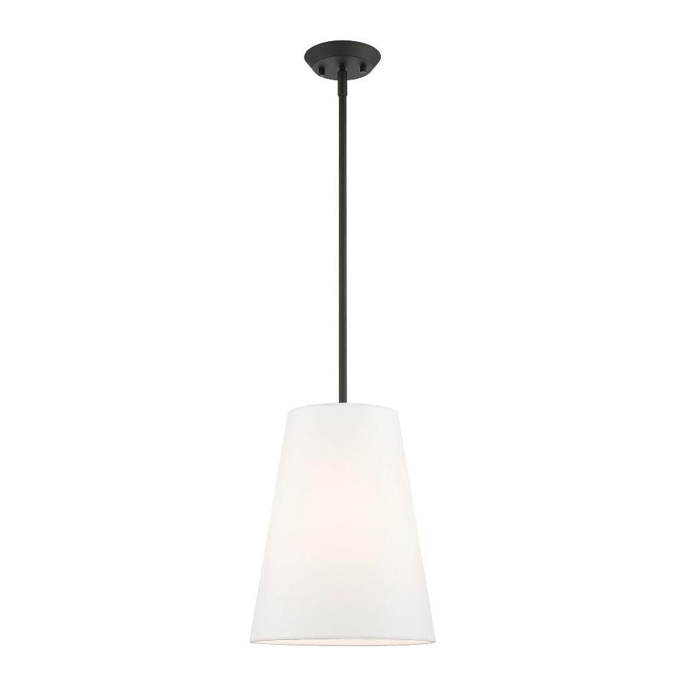 Modern Prato Black Nickel 1-Light LED Pendant with Fabric Shade