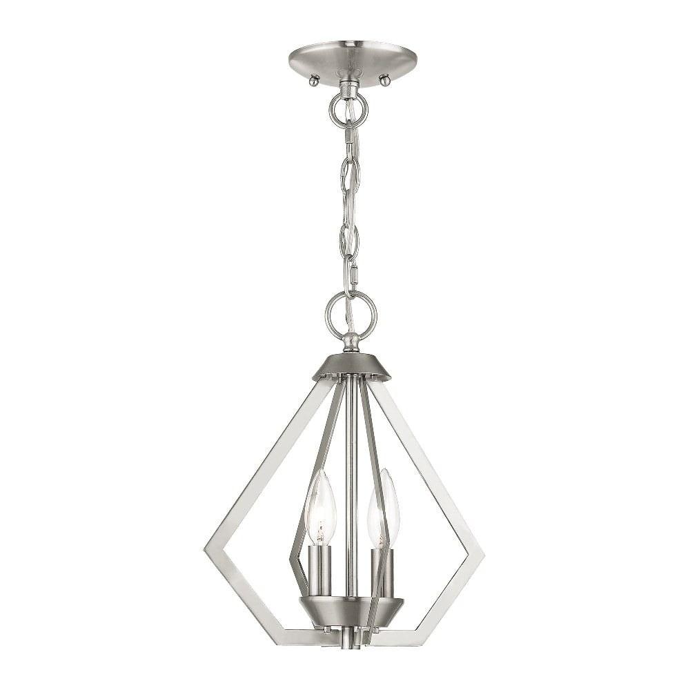 Brushed Nickel Mini Geometric 2-Light Chandelier