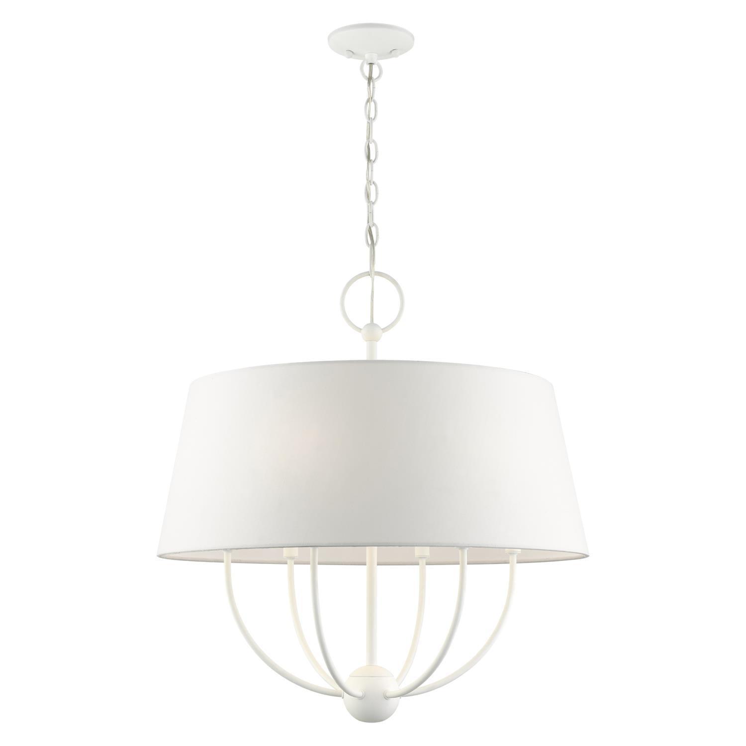 Ridgecrest Transitional 6-Light White Drum Pendant Chandelier