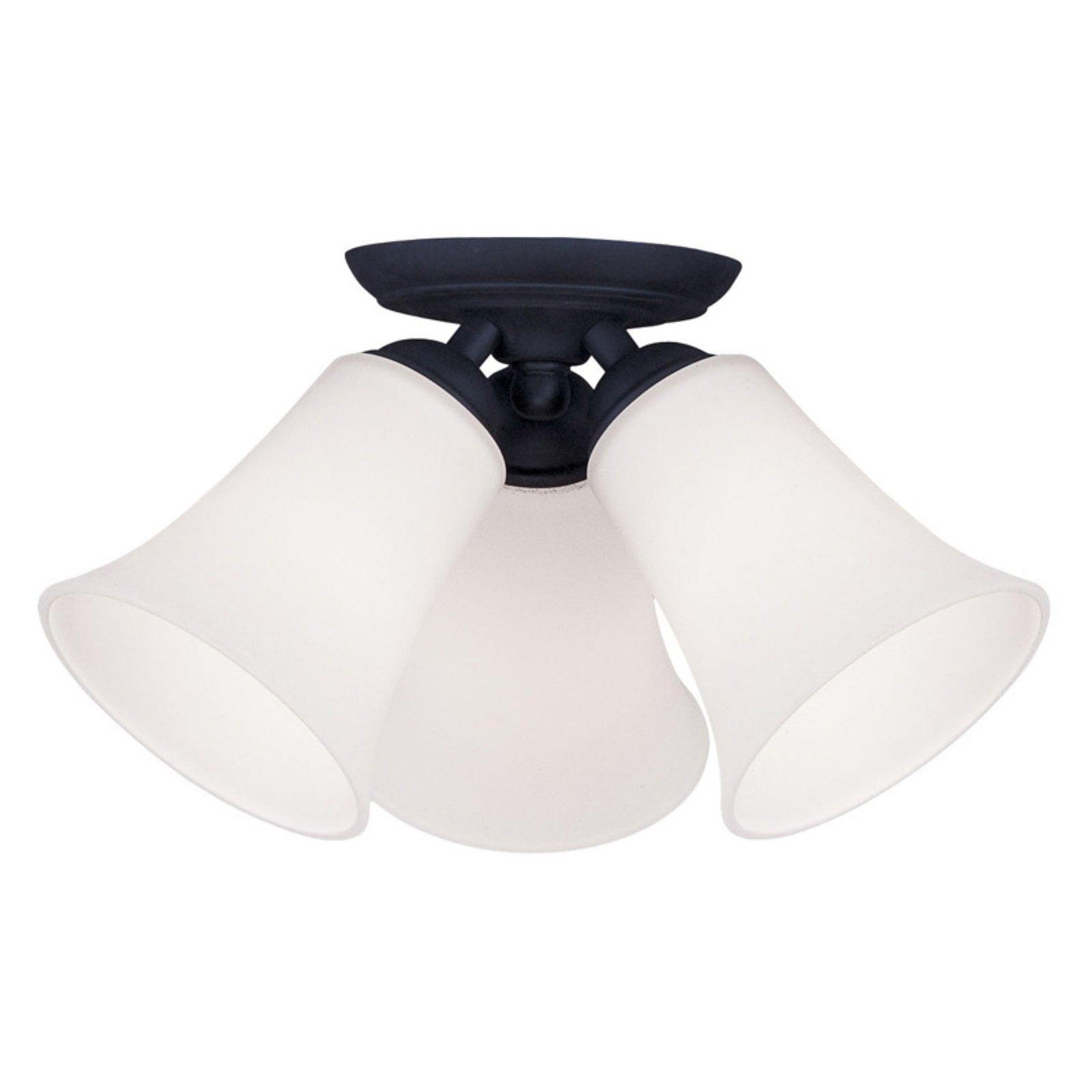 Ridgedale Satin Opal 3-Light Black Flush Mount Ceiling Fixture