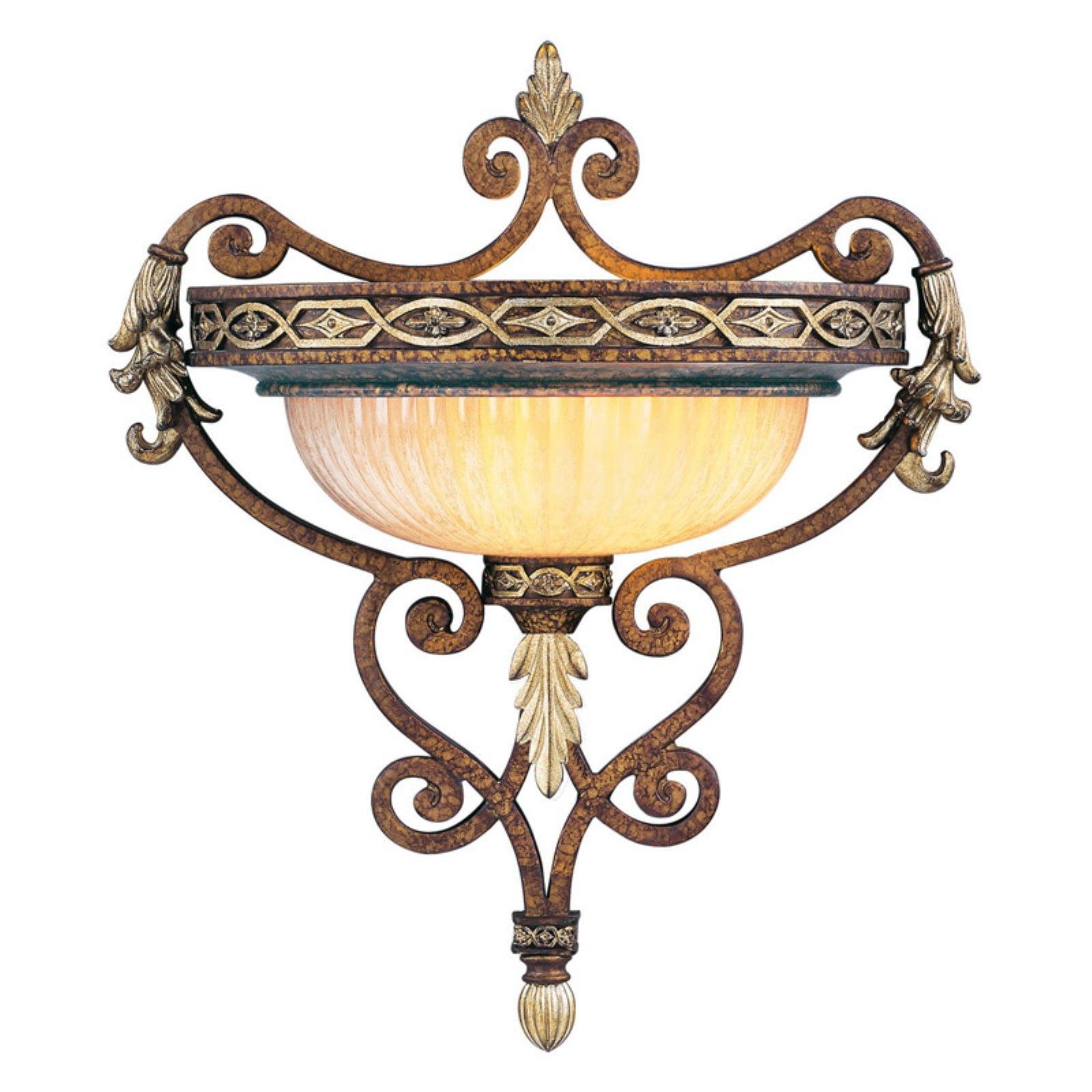 Palacial Bronze Gilded 1-Light Wall Sconce with Gold Dusted Art Glass