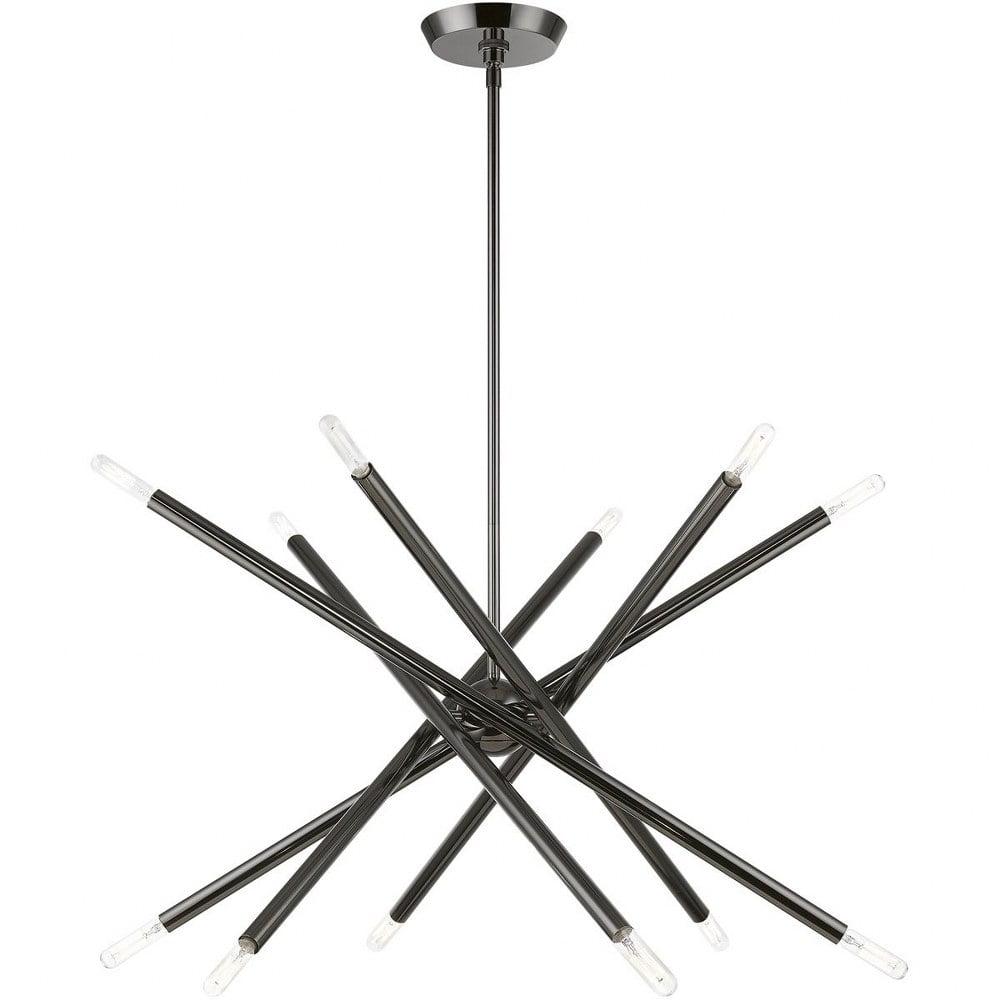 Soho Asymmetrical 12-Light Black Chrome Sputnik Chandelier