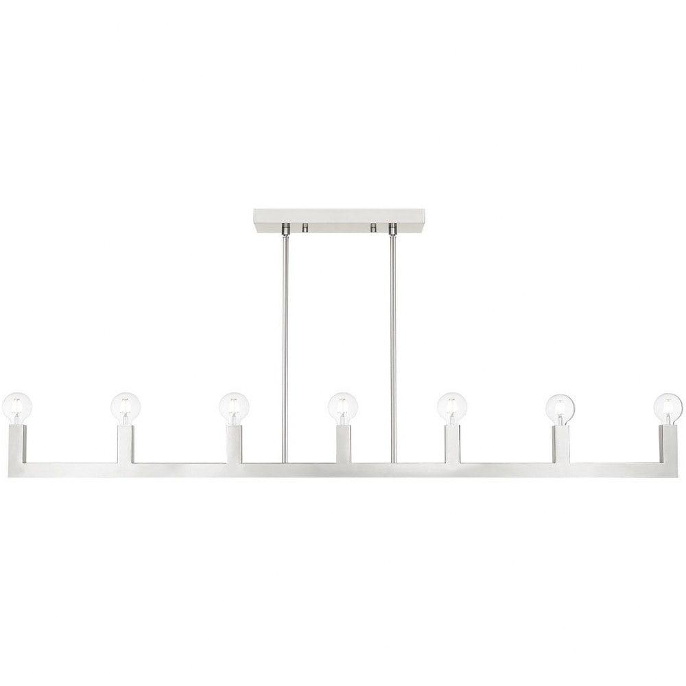 Brushed Nickel 7-Light Linear Chandelier with Tubular Arms