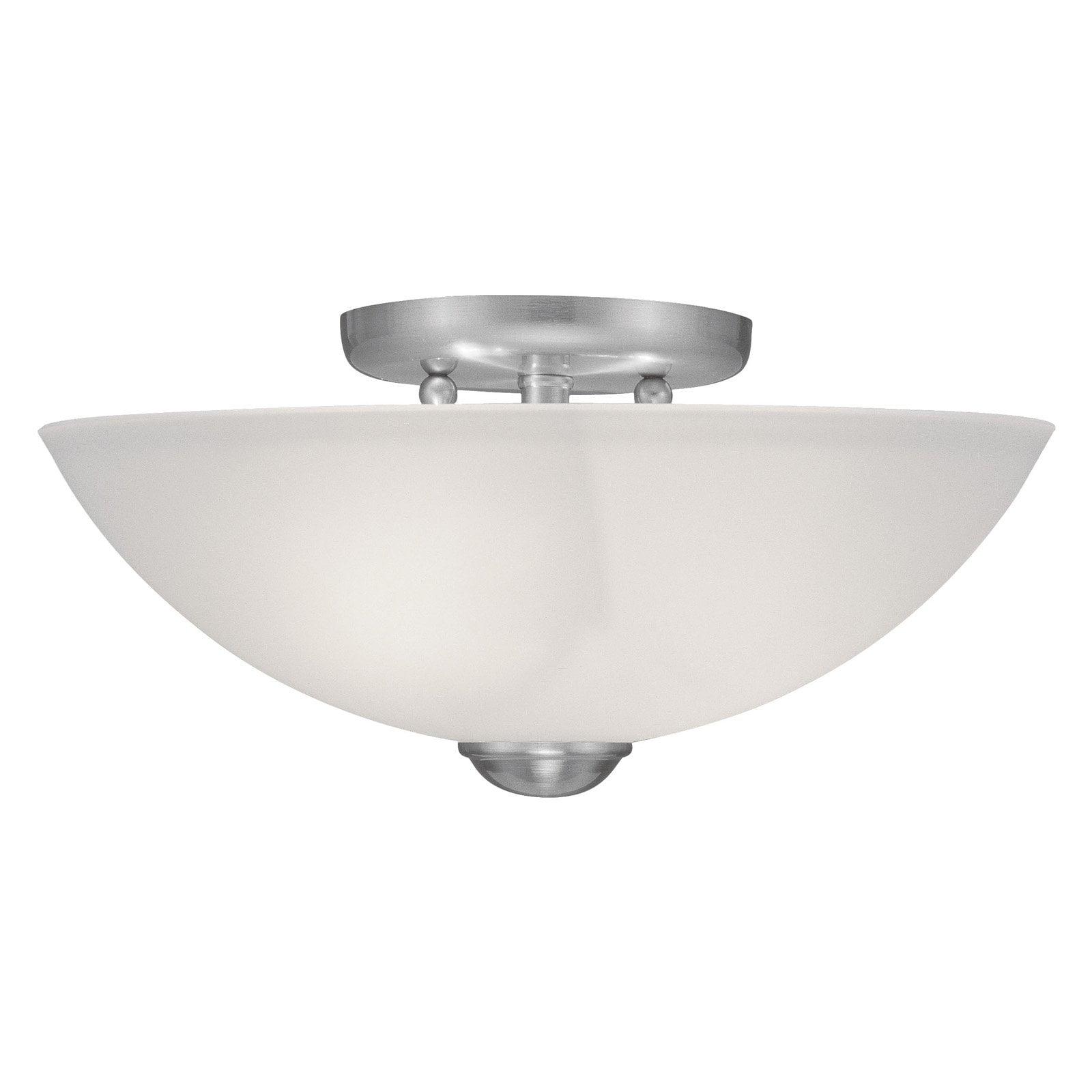 Somerset Brushed Nickel 2-Light Semi Flush Mount with Satin Glass