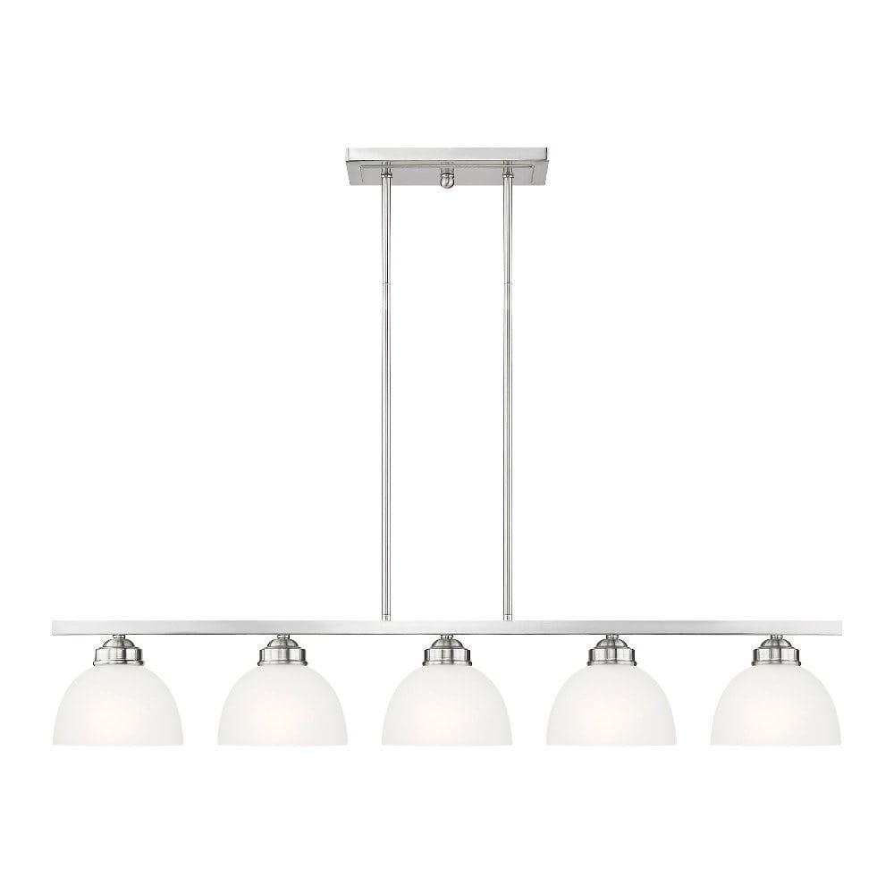 Sleek Somerset Brushed Nickel 5-Light Linear Chandelier with Satin Glass