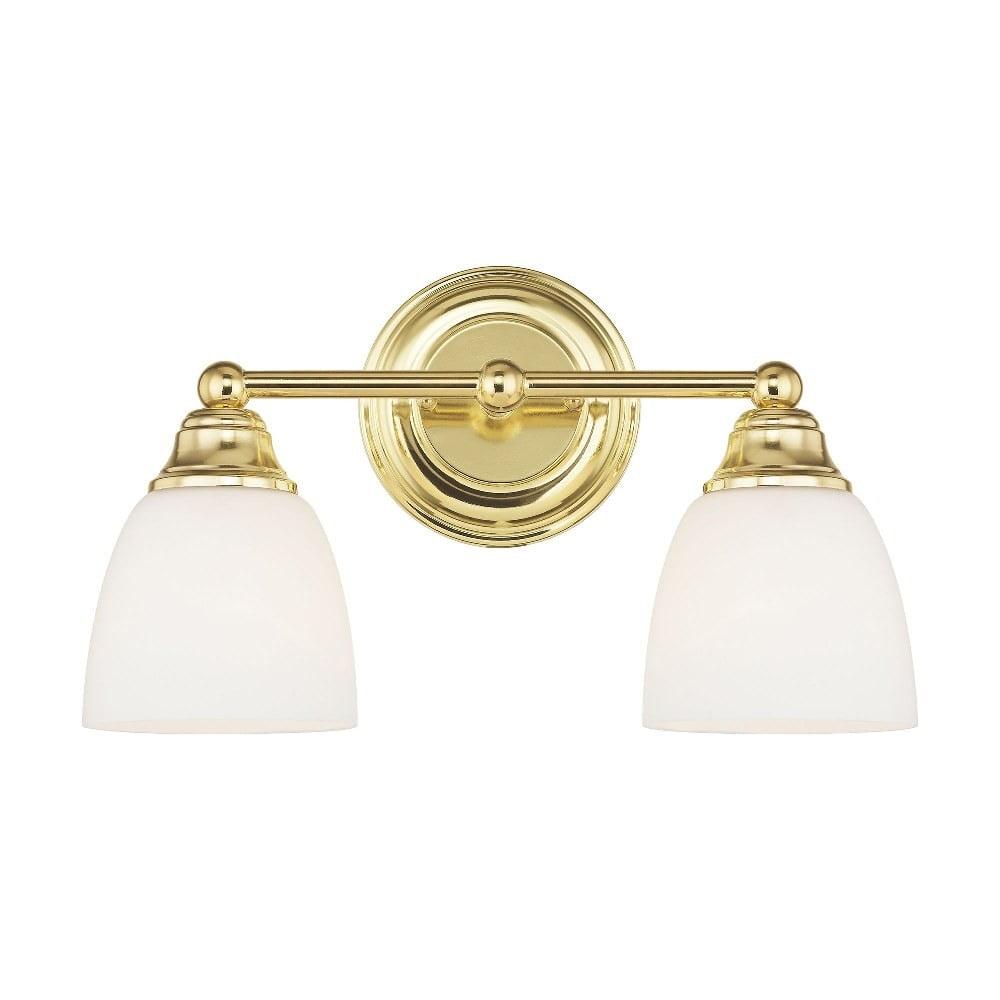 Polished Brass 2-Light Vanity with Satin Opal Glass