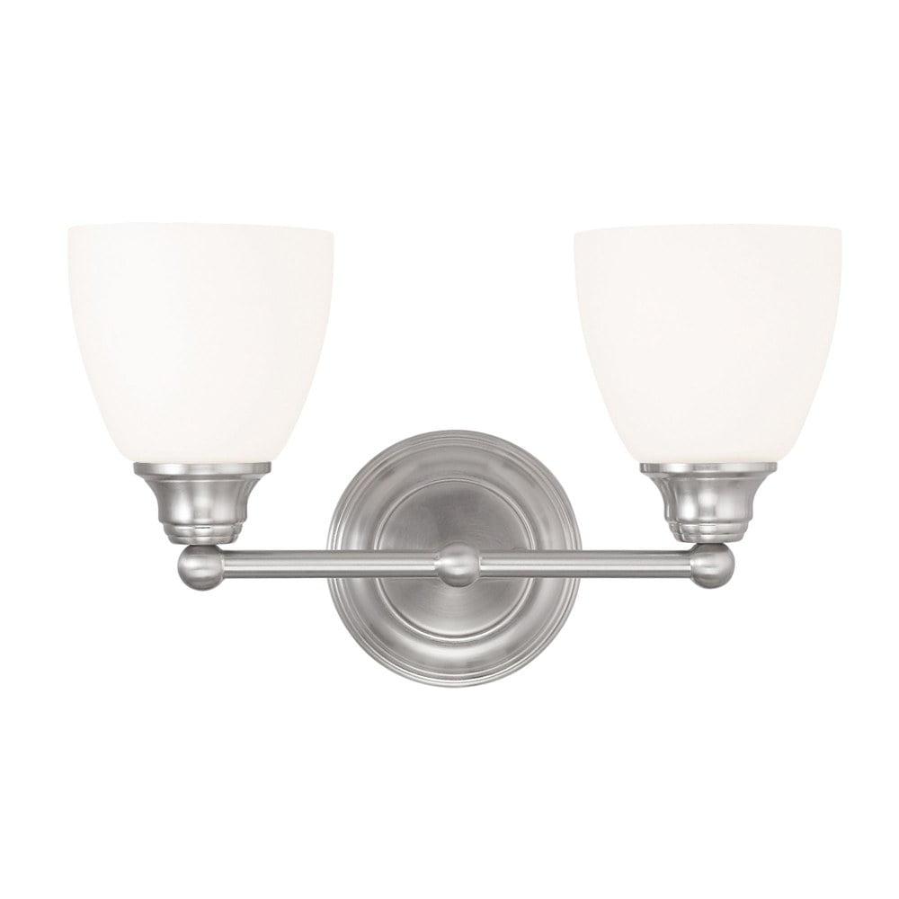 Somerville Brushed Nickel 2-Light Vanity with Satin Opal White Glass