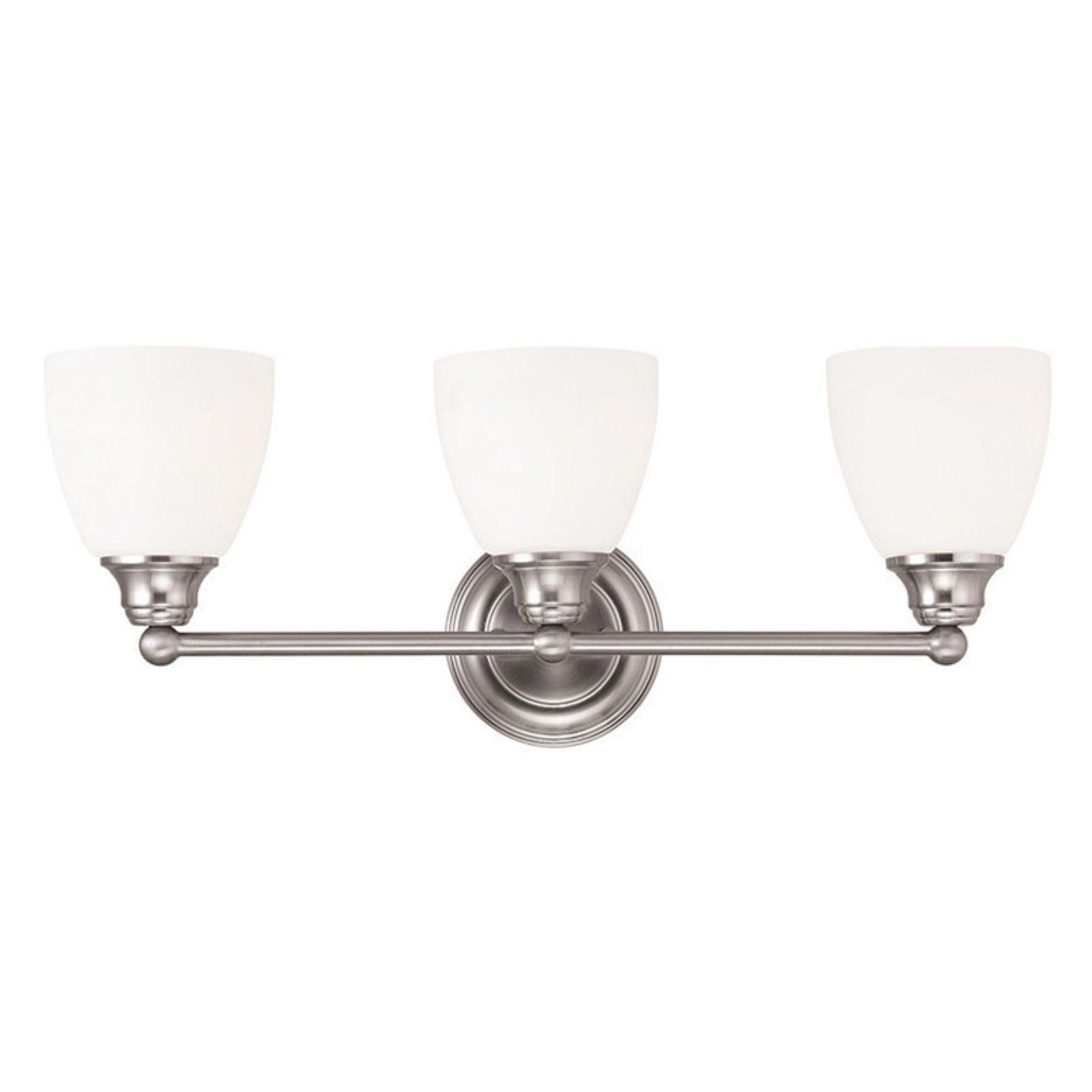 Somerville 23" Brushed Nickel 3-Light Vanity with Satin Opal White Glass