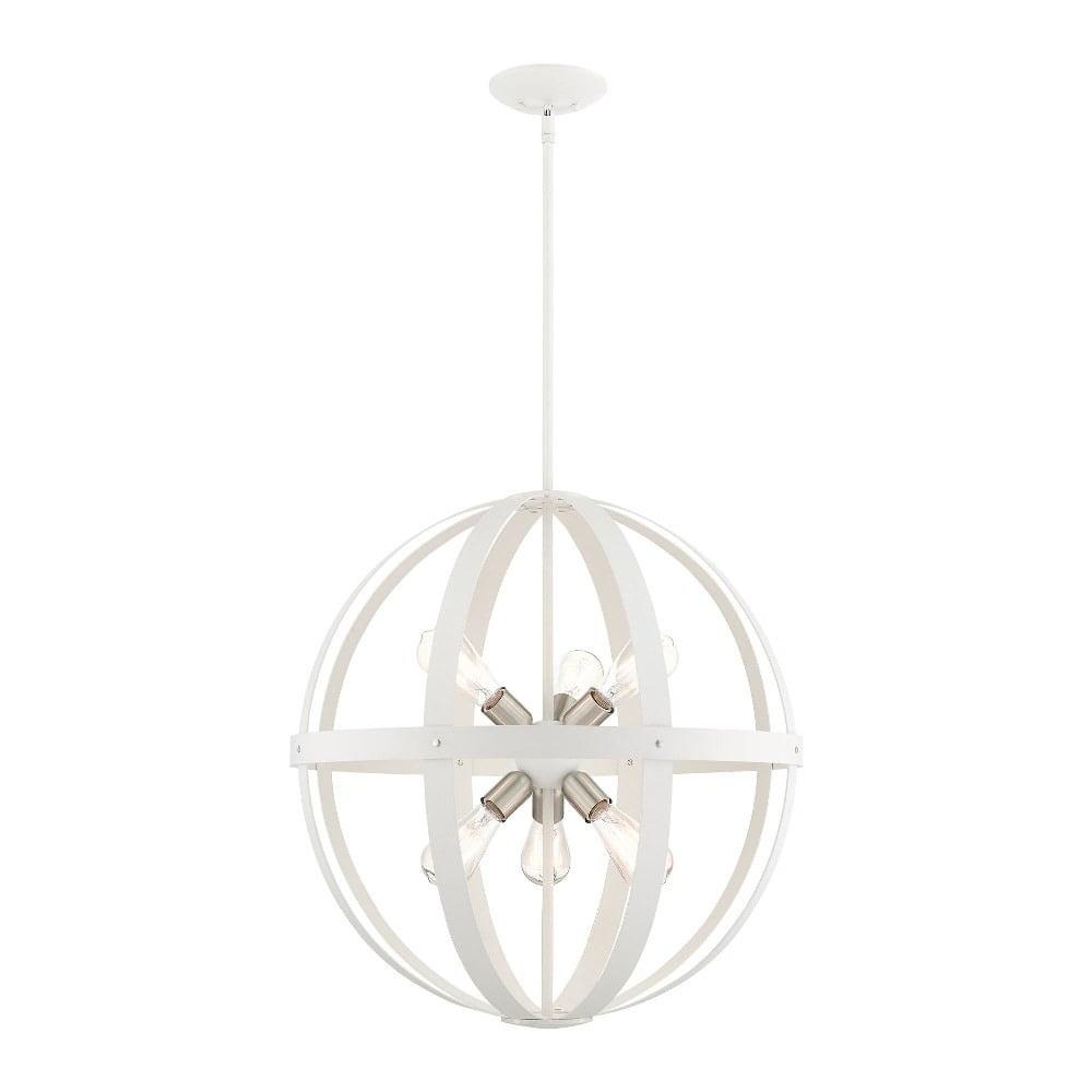 24" Textured White and Brushed Nickel Sputnik Chandelier