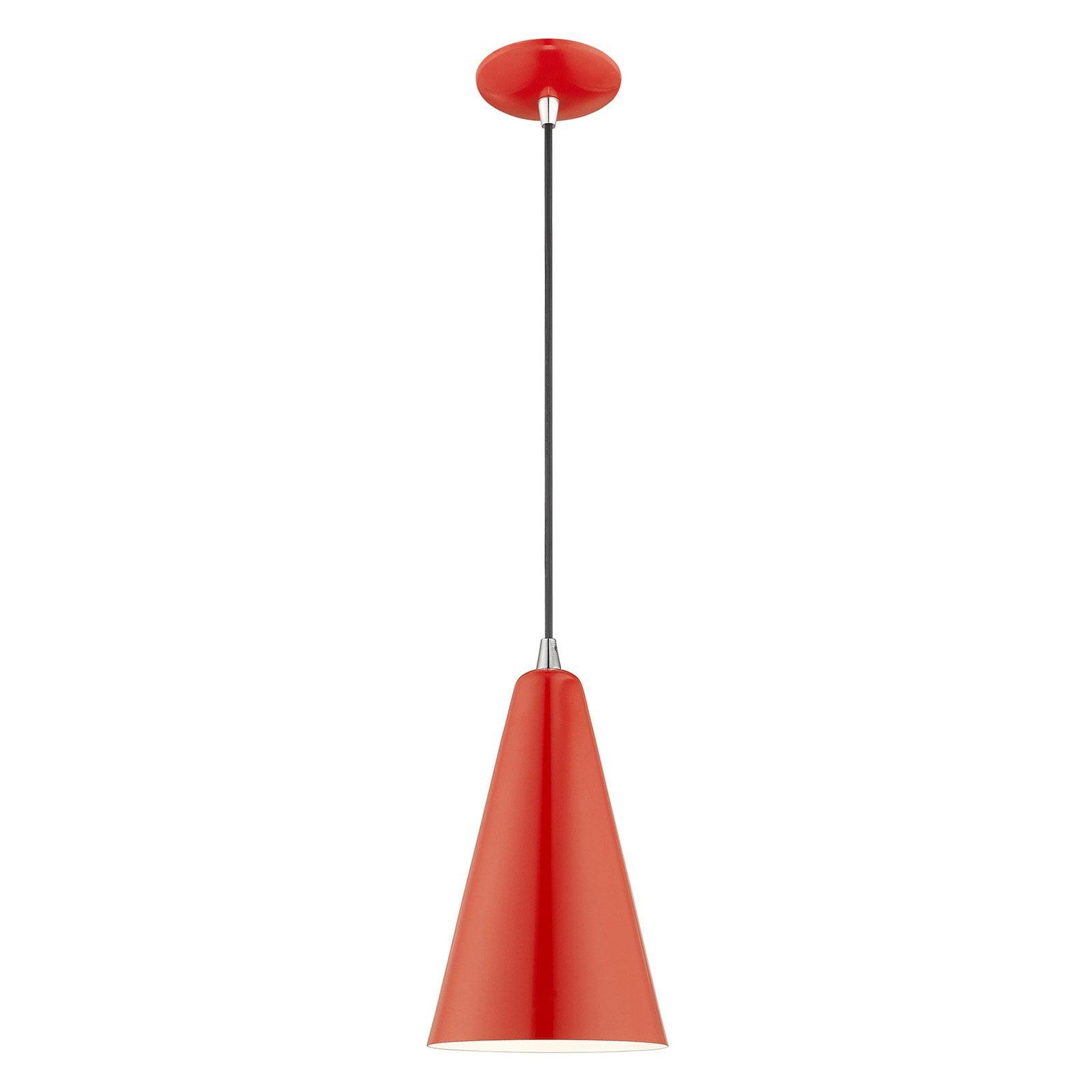 Livex Lighting Metal Shade 1 - Light Pendant in  Shiny Red