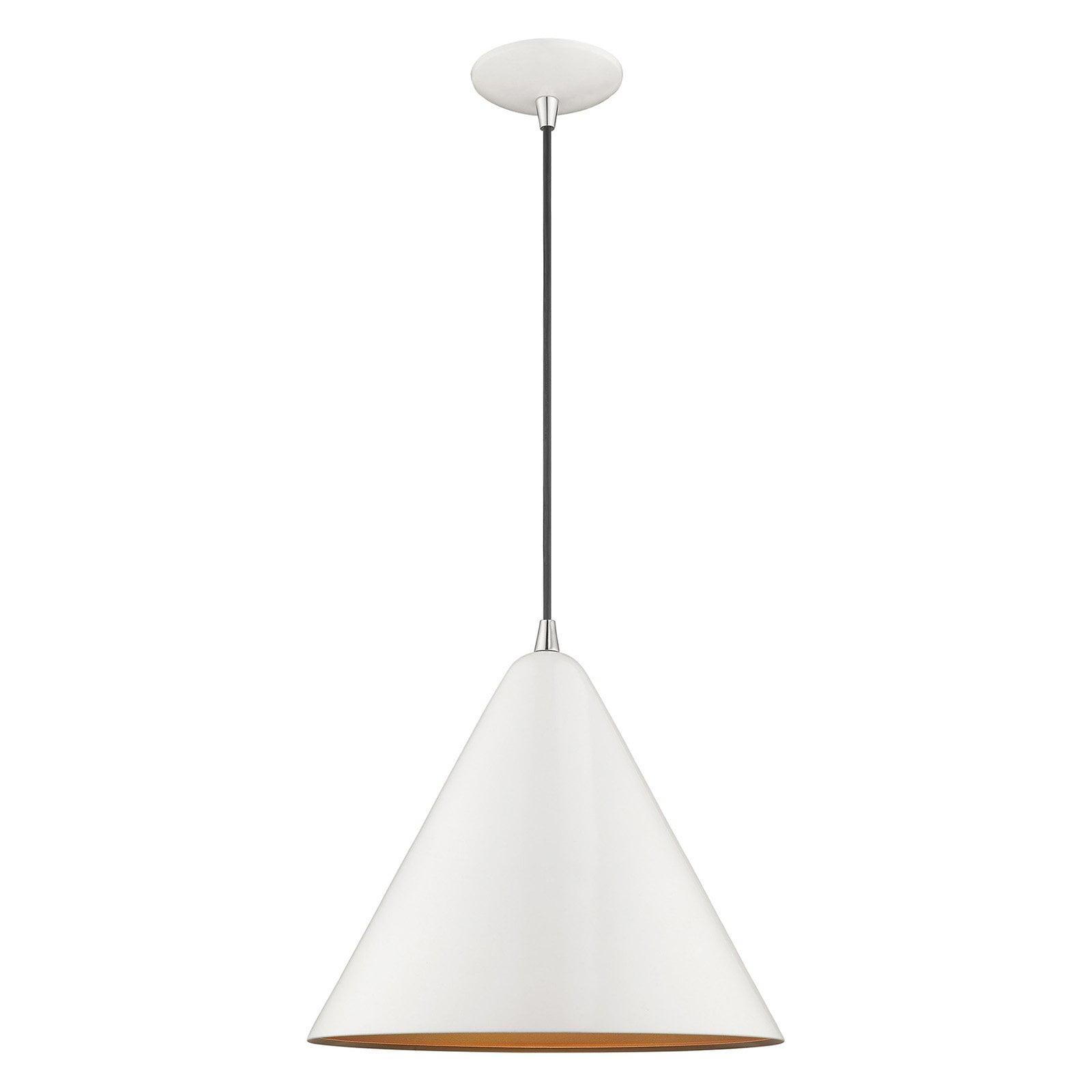 Shiny White and Gold Mini Aluminum Pendant Light