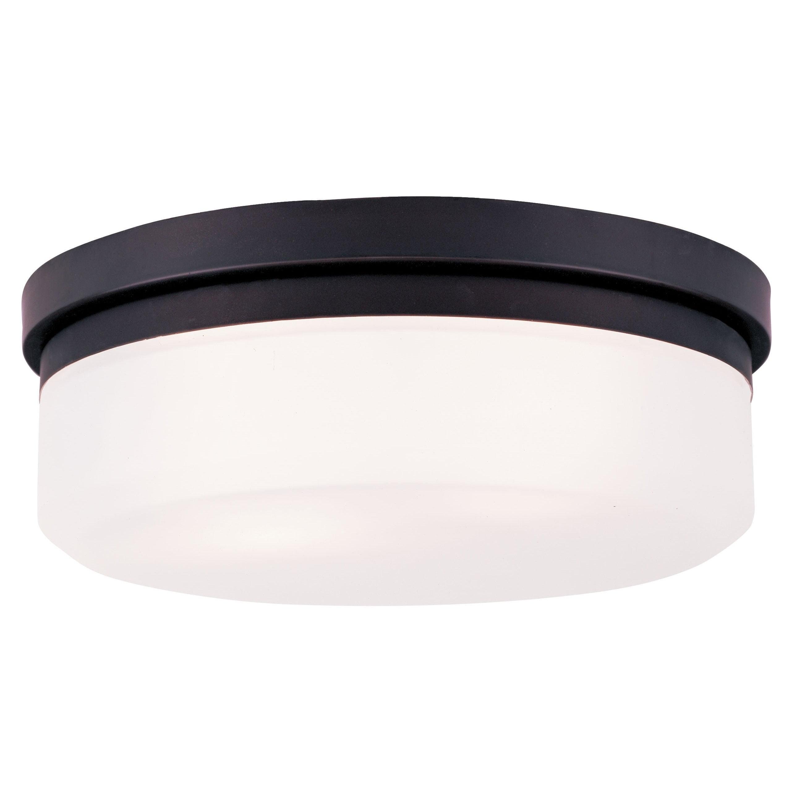 Stratus Modern 2-Light Flush Mount in Bronze with Hand Blown Satin White Glass