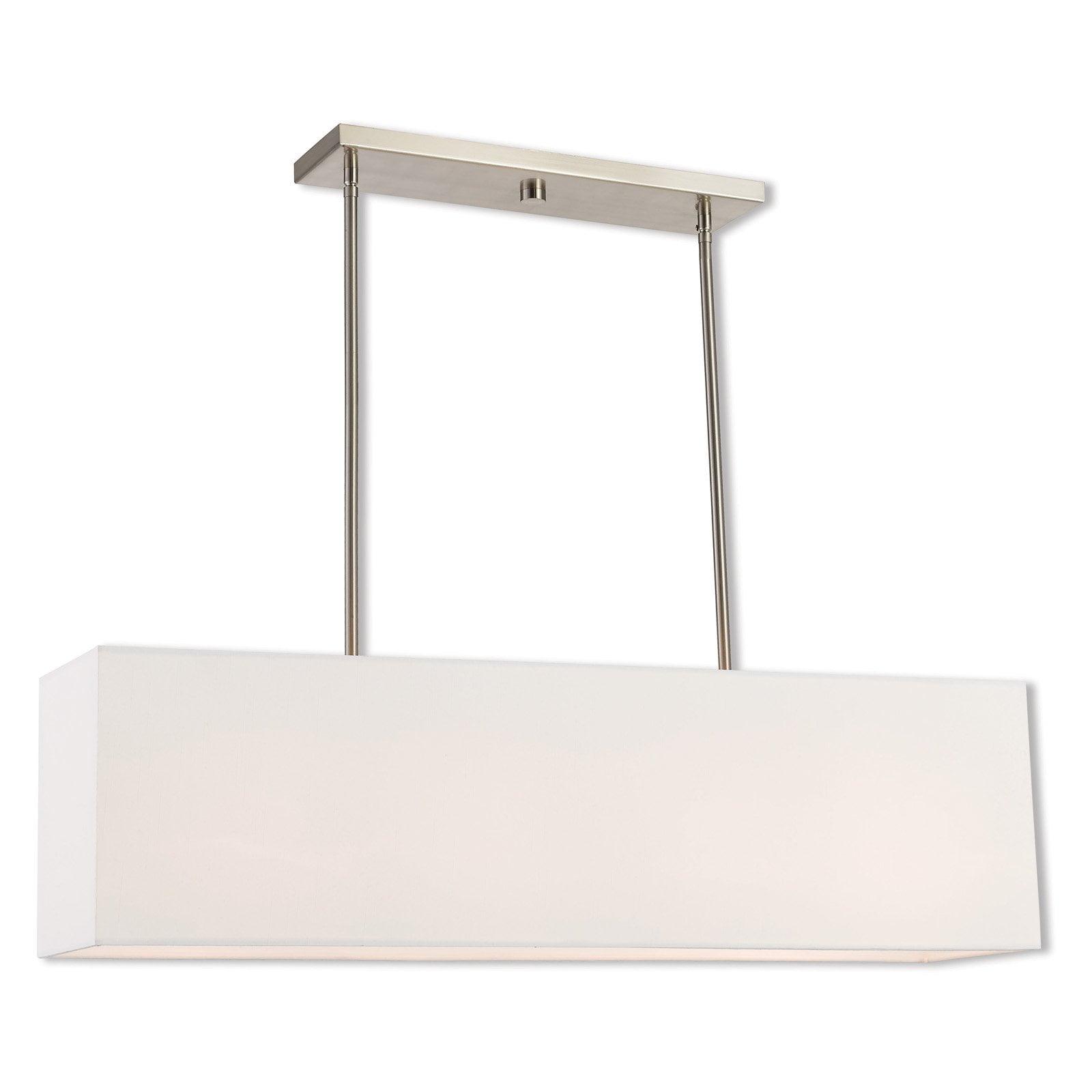 Summit 4-Light Linear Chandelier with Off-White Fabric Shade in Brushed Nickel